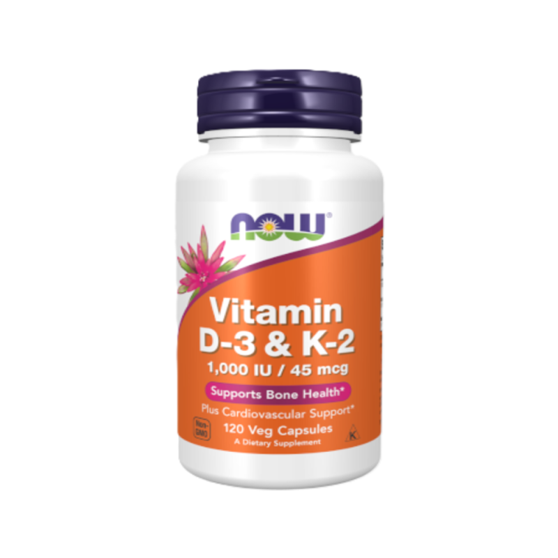 Vitamin D-3 & K-2 NOW® – Suporte para Ossos, Dentes e Sistema Cardiovascular